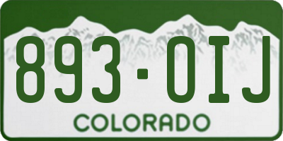 CO license plate 893OIJ