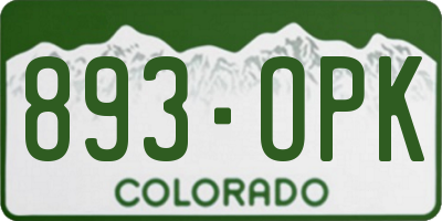 CO license plate 893OPK