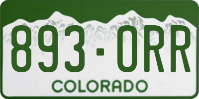 CO license plate 893ORR