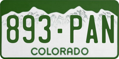 CO license plate 893PAN