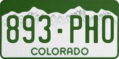 CO license plate 893PHO