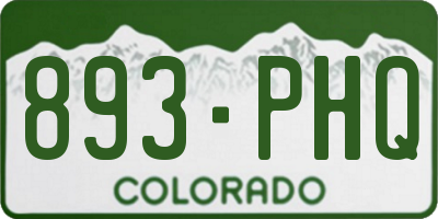 CO license plate 893PHQ