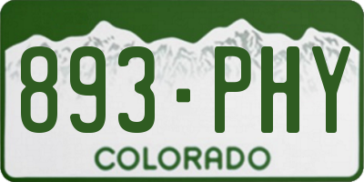 CO license plate 893PHY