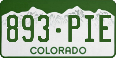 CO license plate 893PIE