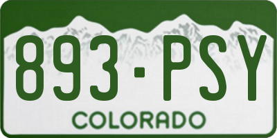 CO license plate 893PSY
