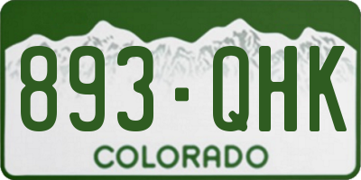 CO license plate 893QHK