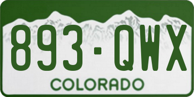 CO license plate 893QWX