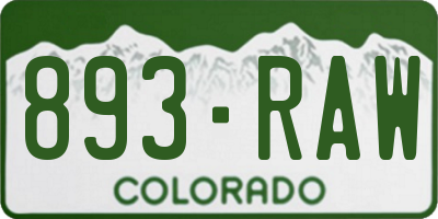 CO license plate 893RAW