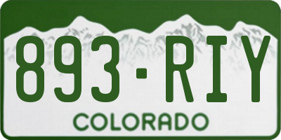 CO license plate 893RIY