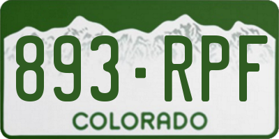 CO license plate 893RPF