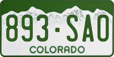 CO license plate 893SAO