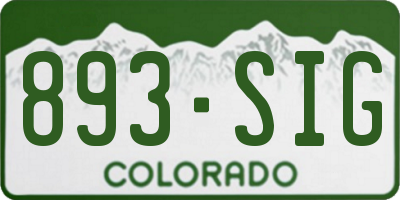 CO license plate 893SIG