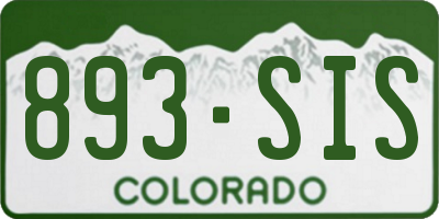 CO license plate 893SIS