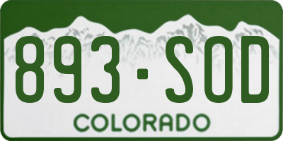 CO license plate 893SOD