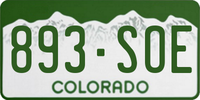 CO license plate 893SOE