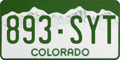 CO license plate 893SYT