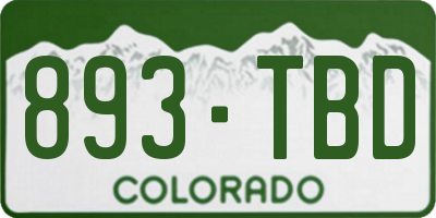 CO license plate 893TBD