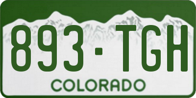 CO license plate 893TGH