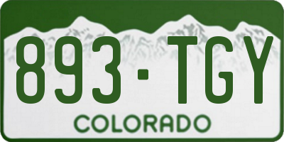 CO license plate 893TGY