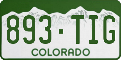 CO license plate 893TIG