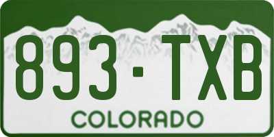 CO license plate 893TXB