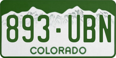 CO license plate 893UBN