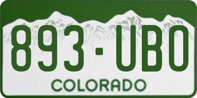 CO license plate 893UBO