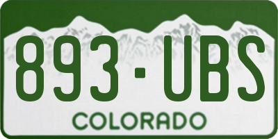 CO license plate 893UBS