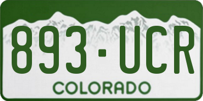 CO license plate 893UCR