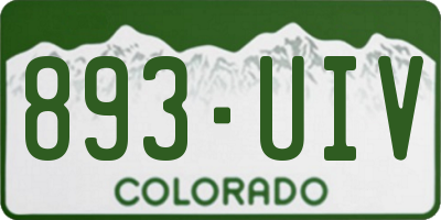 CO license plate 893UIV