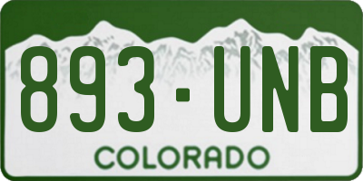 CO license plate 893UNB