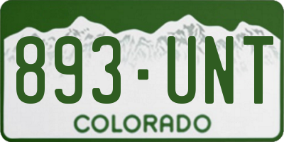 CO license plate 893UNT