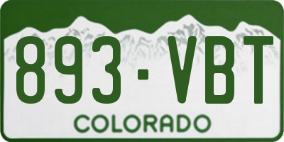 CO license plate 893VBT