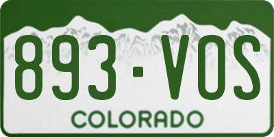 CO license plate 893VOS