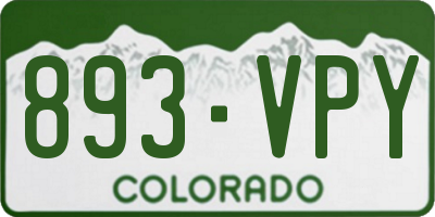 CO license plate 893VPY