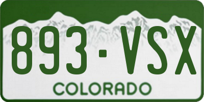 CO license plate 893VSX