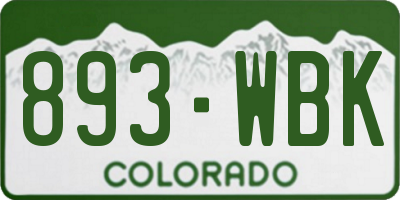 CO license plate 893WBK