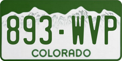 CO license plate 893WVP