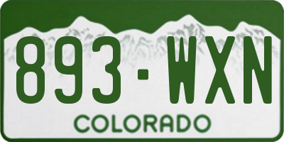 CO license plate 893WXN