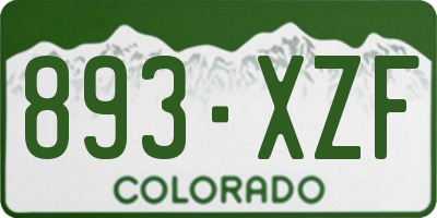 CO license plate 893XZF