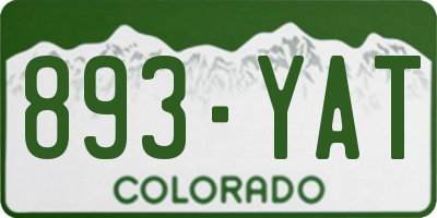 CO license plate 893YAT