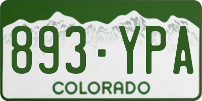 CO license plate 893YPA
