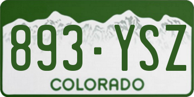 CO license plate 893YSZ