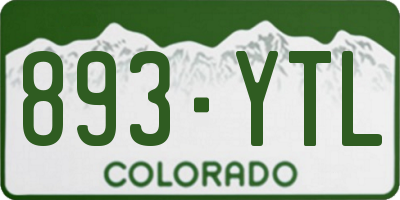 CO license plate 893YTL