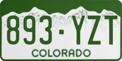 CO license plate 893YZT