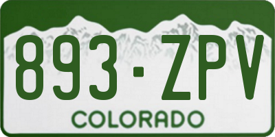 CO license plate 893ZPV