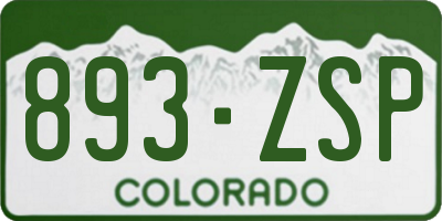 CO license plate 893ZSP