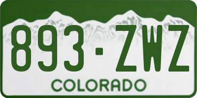 CO license plate 893ZWZ