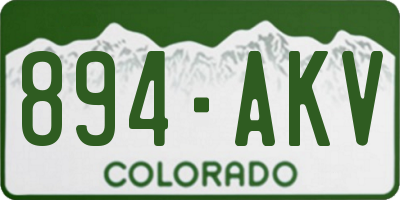 CO license plate 894AKV