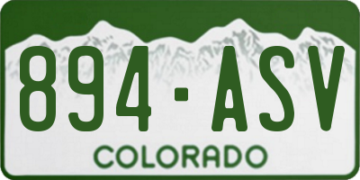 CO license plate 894ASV